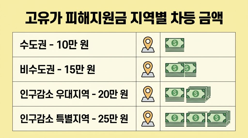 고유가 피해지원금 지역별 차등