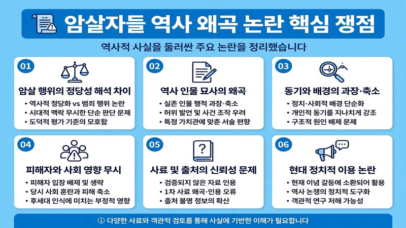 암살자들 역사 왜곡 논란 핵심 쟁점