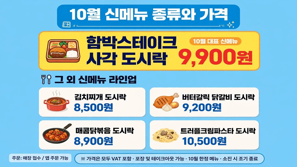 10월 신메뉴 종류와 가격