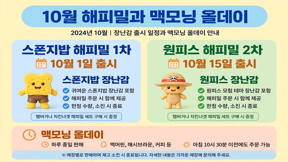 10월 해피밀과 맥모닝 올데이