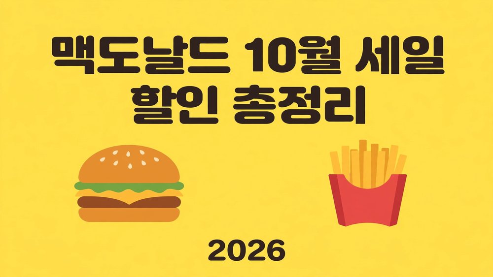 맥도날드 10월 세일 할인 총정리 2026