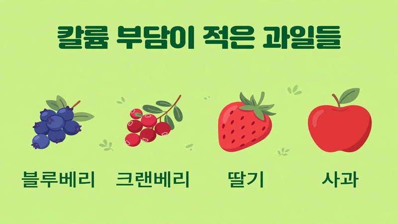 칼륨 부담이 적은 과일들, 블루베리 크랜베리 딸기 사과