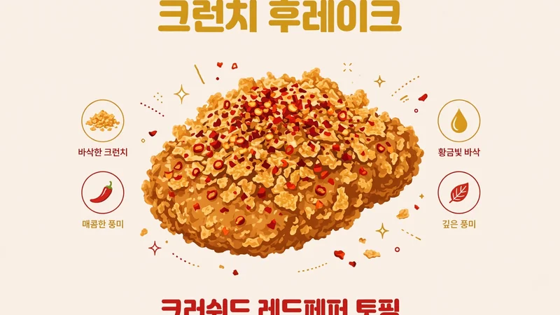 크런치 후레이크와 크러쉬드 레드페퍼 토핑
