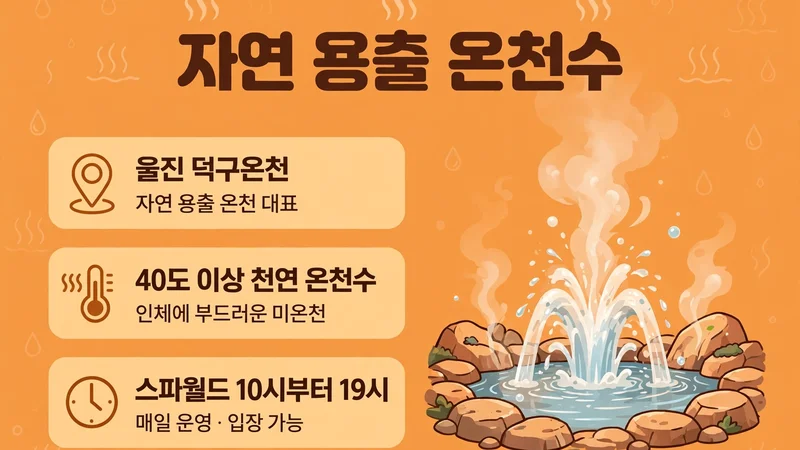자연 용출 온천수, 울진 덕구온천과 40도 이상 천연 온천수, 스파월드