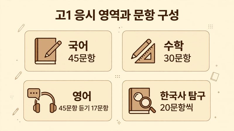 고1 응시 영역과 문항 구성