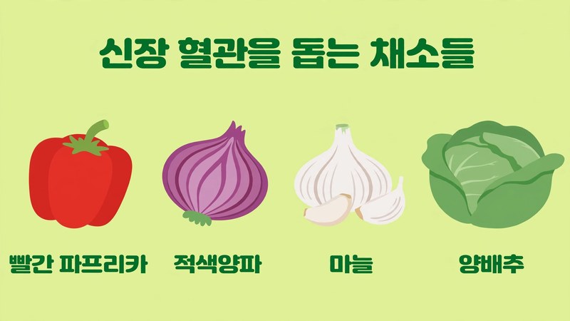 신장 혈관을 돕는 채소들, 파프리카 적색양파 마늘 양배추