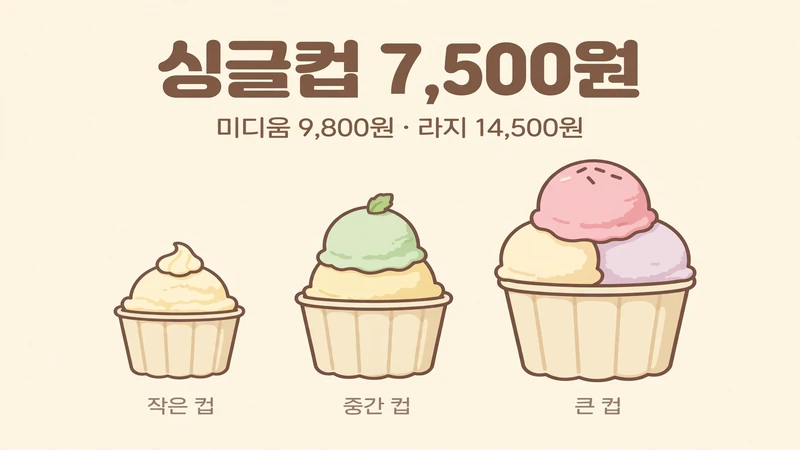 싱글컵 7500원 미디움 9800원 라지 14500원