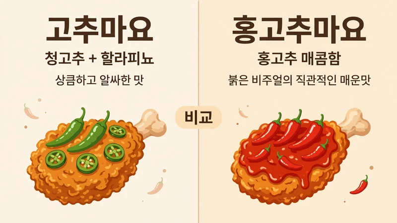 고추마요와 홍고추마요 비교, 청고추 할라피뇨와 홍고추 매콤함의 차이