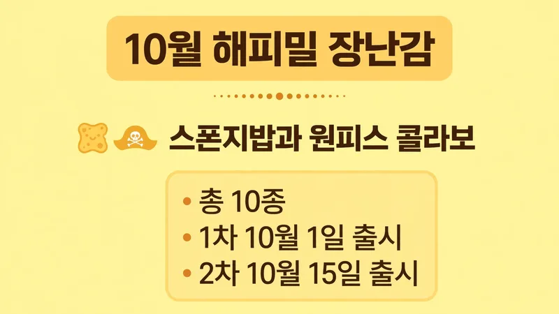 10월 해피밀 장난감 스폰지밥 원피스 콜라보 안내