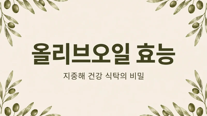 올리브오일 효능, 하루 한두 큰술의 비밀