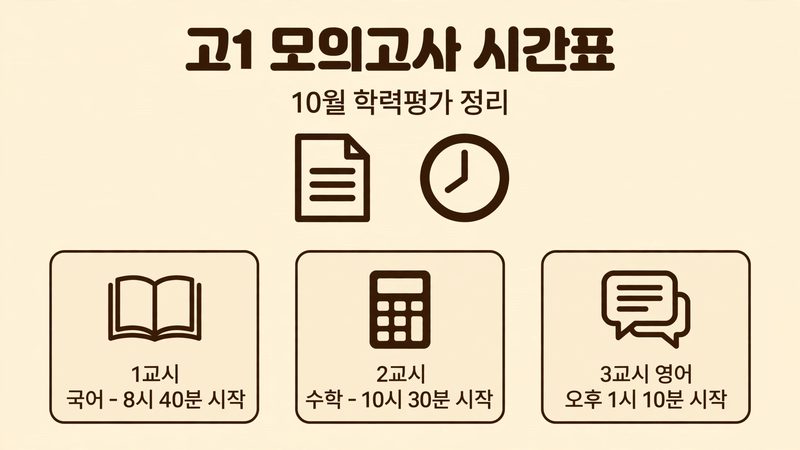 고1 모의고사 시간표, 10월 학력평가 정리