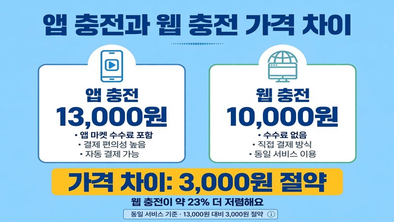 앱 충전과 웹 충전 가격 차이